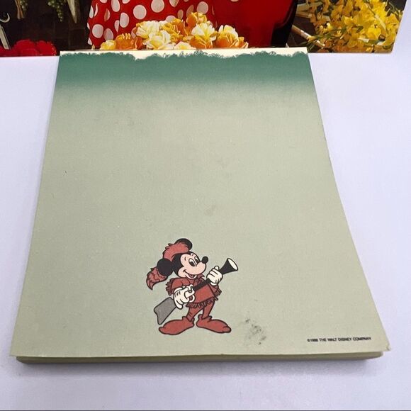 Vintage 1986 Disney Mickey Mouse Davy Crockett Notepad & Flower Market Postcard - Picture 4 of 12